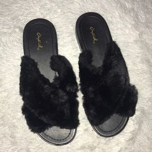 Faux Fur Slides